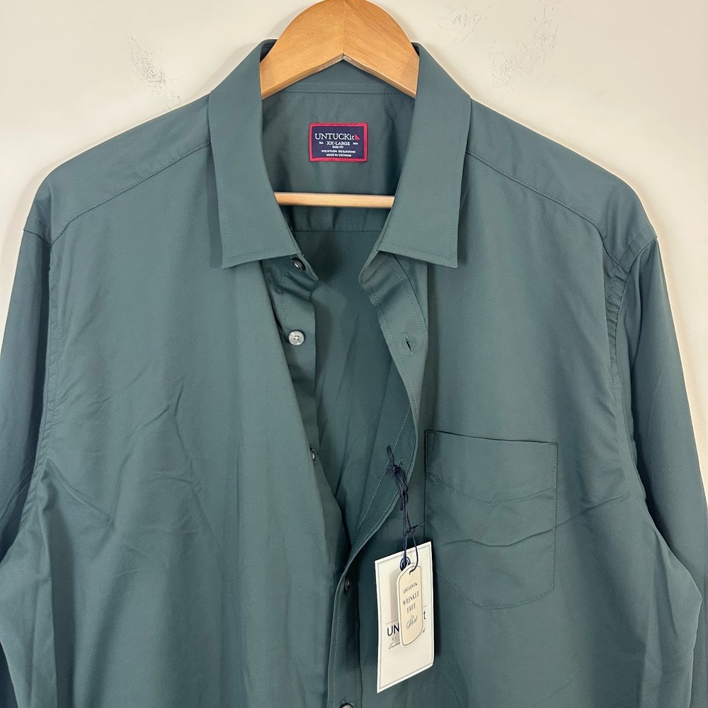 UNTUCKit Gironde Shirt Mens 2XL Green Stretch Slim Fit Long Sleeve Button Up